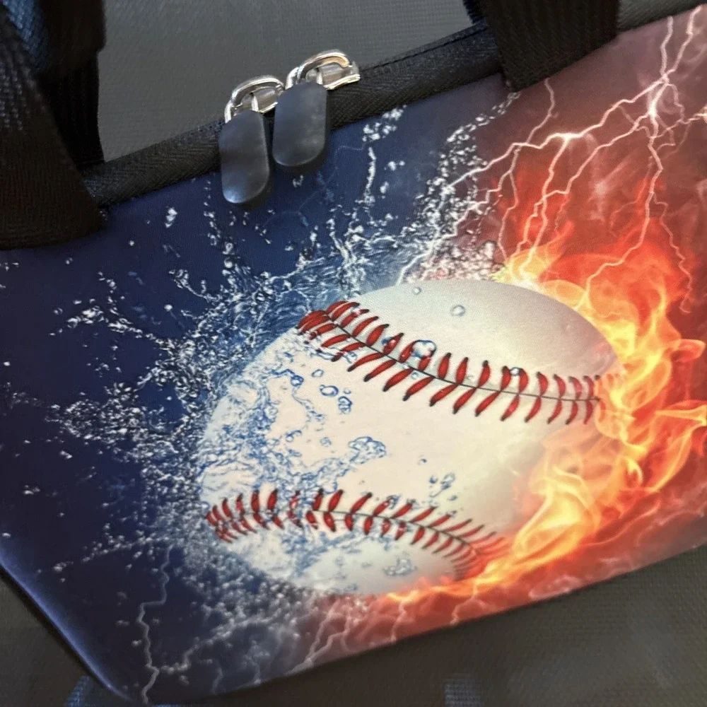 Tablet/ Mini iPad/ Kindle carrying case with handles Baseball On Fire 10 x 7